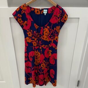 Tracy Reese Navy Dress with Fuchsia and Orange Floral Accents